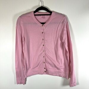 Lilly‎ Pulitzer Pink Cardigan Sweater Size Medium Lightweight Cotton Bubble Gum